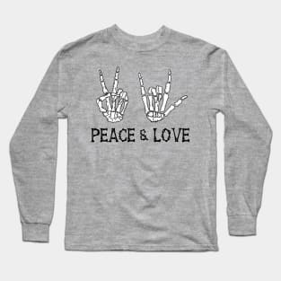 Peace and Love Skeleton Hands Long Sleeve T-Shirt